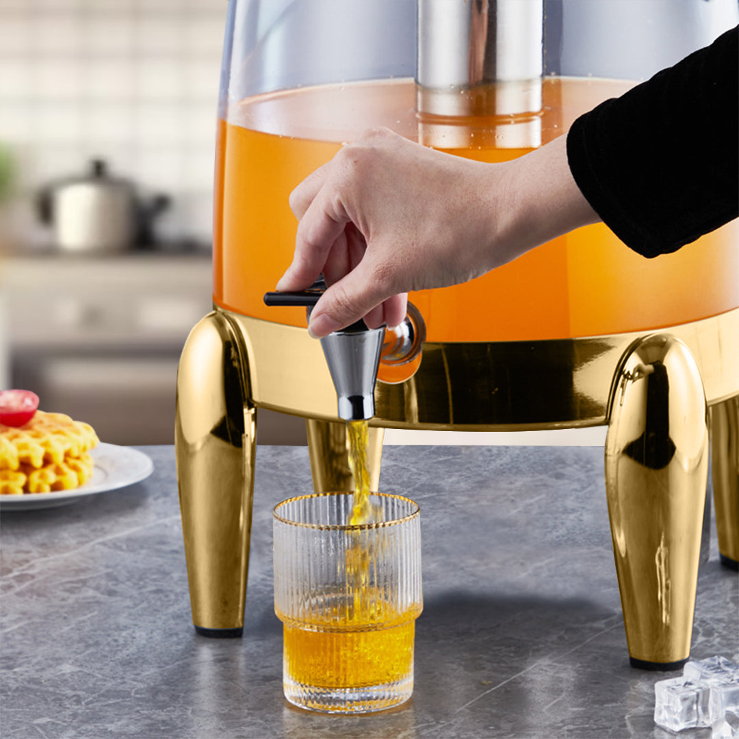SOGA Stainless Steel 12L Beverage Dispenser Hot and Cold Juice Water Tea Buffet Drink Container Jug with Gold Accents