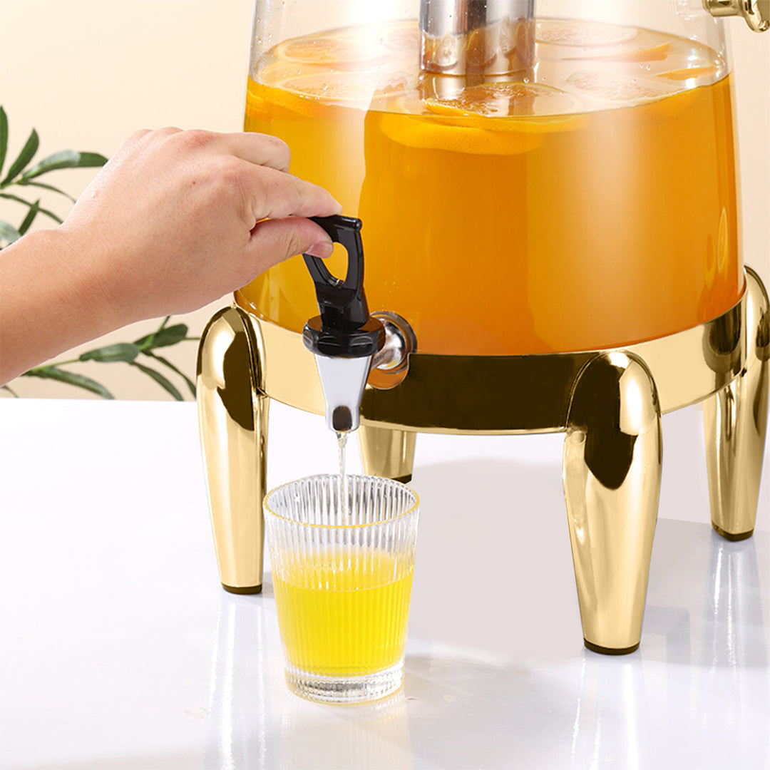SOGA Stainless Steel 12L Beverage Dispenser Hot and Cold Juice Water Tea Buffet Drink Container Jug with Gold Accents
