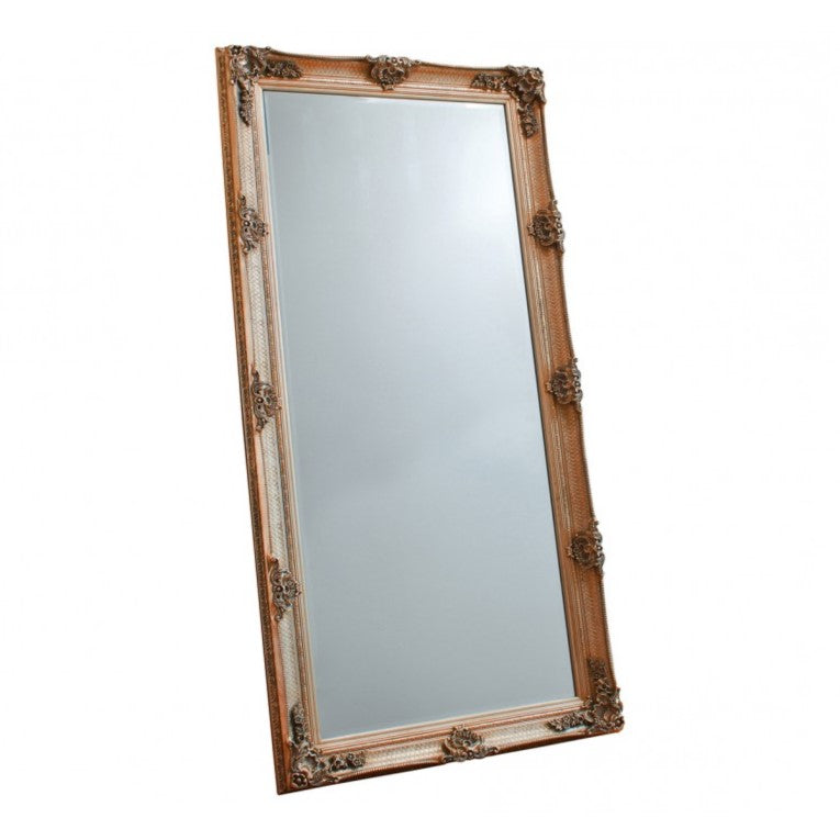 Baroque Wood Framed Wall / Floor Mirror - 165cms Gold