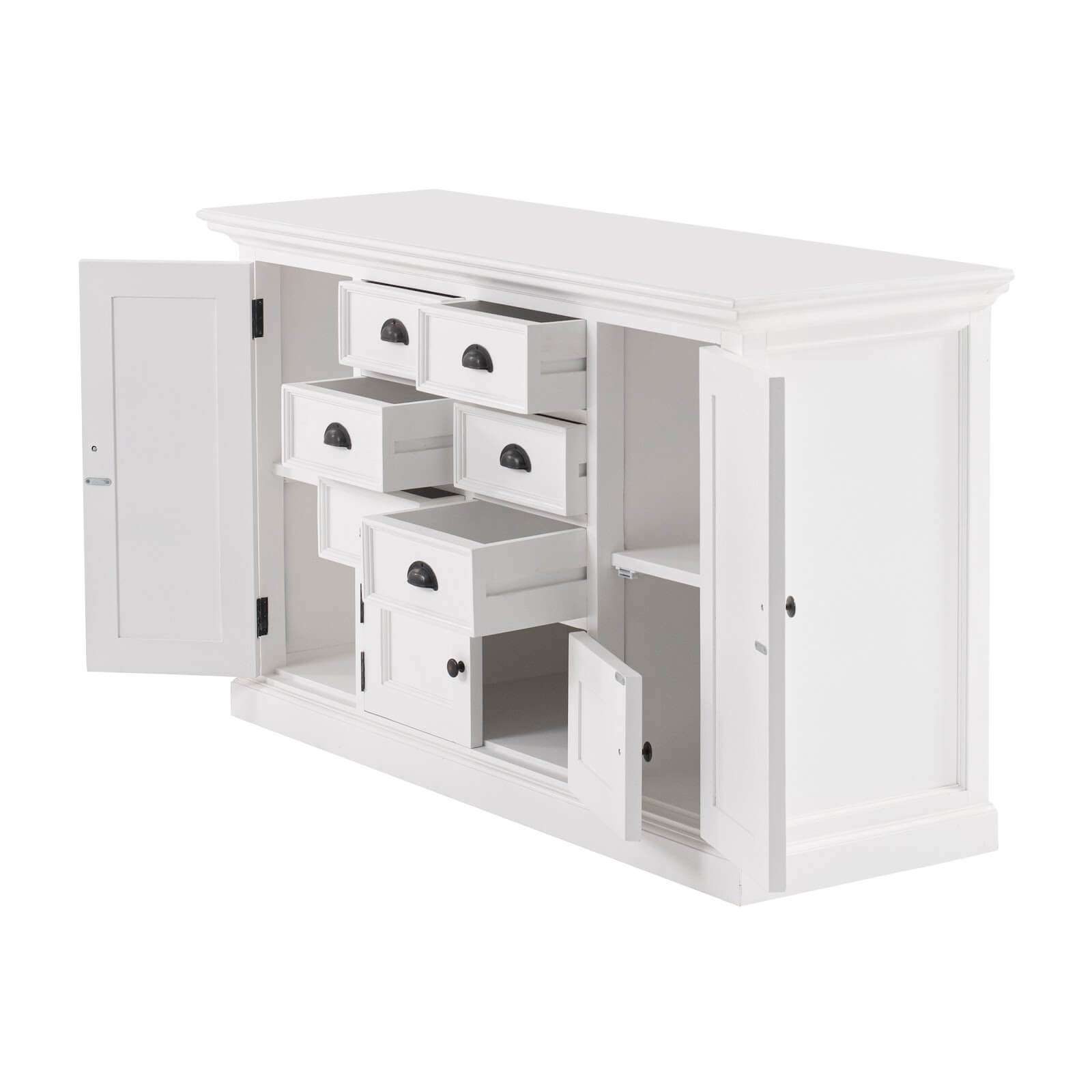 Classic Farmhouse Hutch Cabinet with 12 Drawers 4 + 4 Doors 1 Shelf