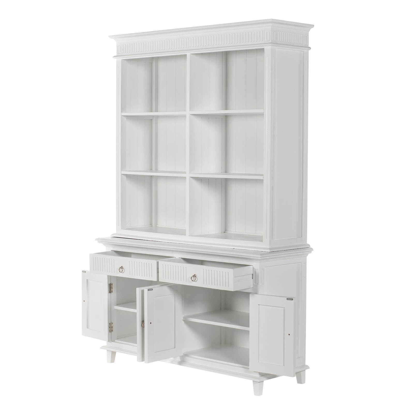 Groove-Inspired Hutch Cabinet 4 Doors 6 Shelves