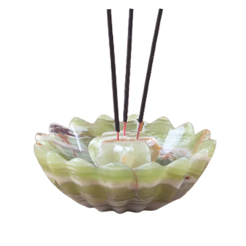 Handmade Marble Lotus Incense Bowl With 2 Holders (Available in 4 Colors)