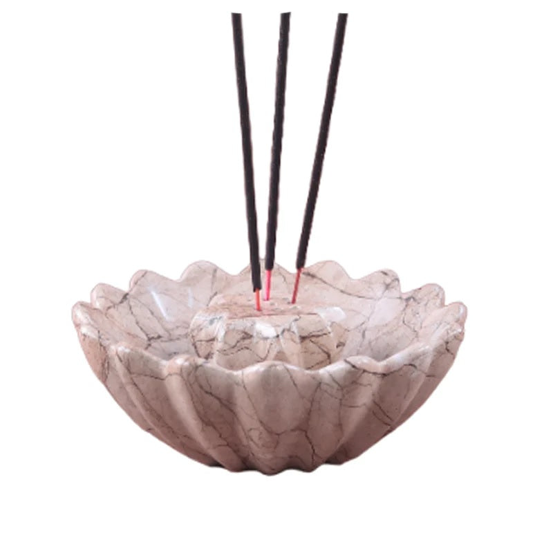 Handmade Marble Lotus Incense Bowl With 2 Holders (Available in 4 Colors)