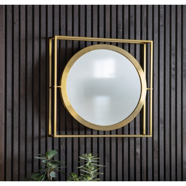 Luxurious Luster Metal Framed Mirror Brass 61cms