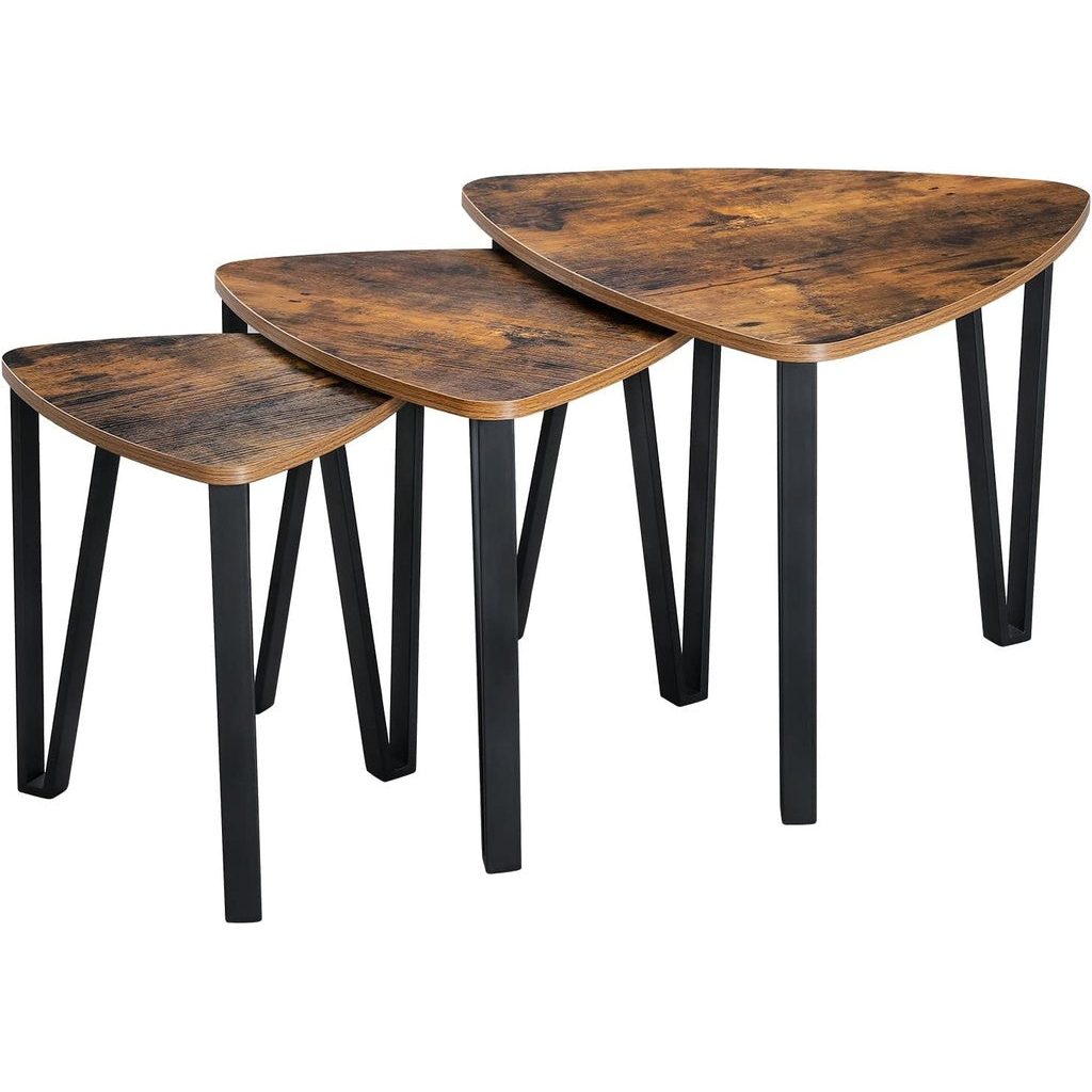 Industrial Nesting Coffee Table - Rustic Brown and Black