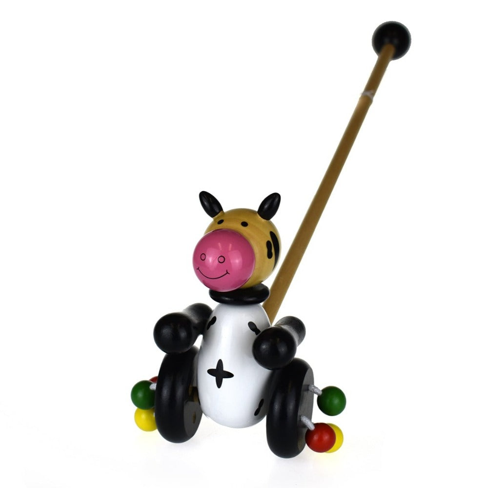 Push Along Toddlers Wooden Toy - Cow