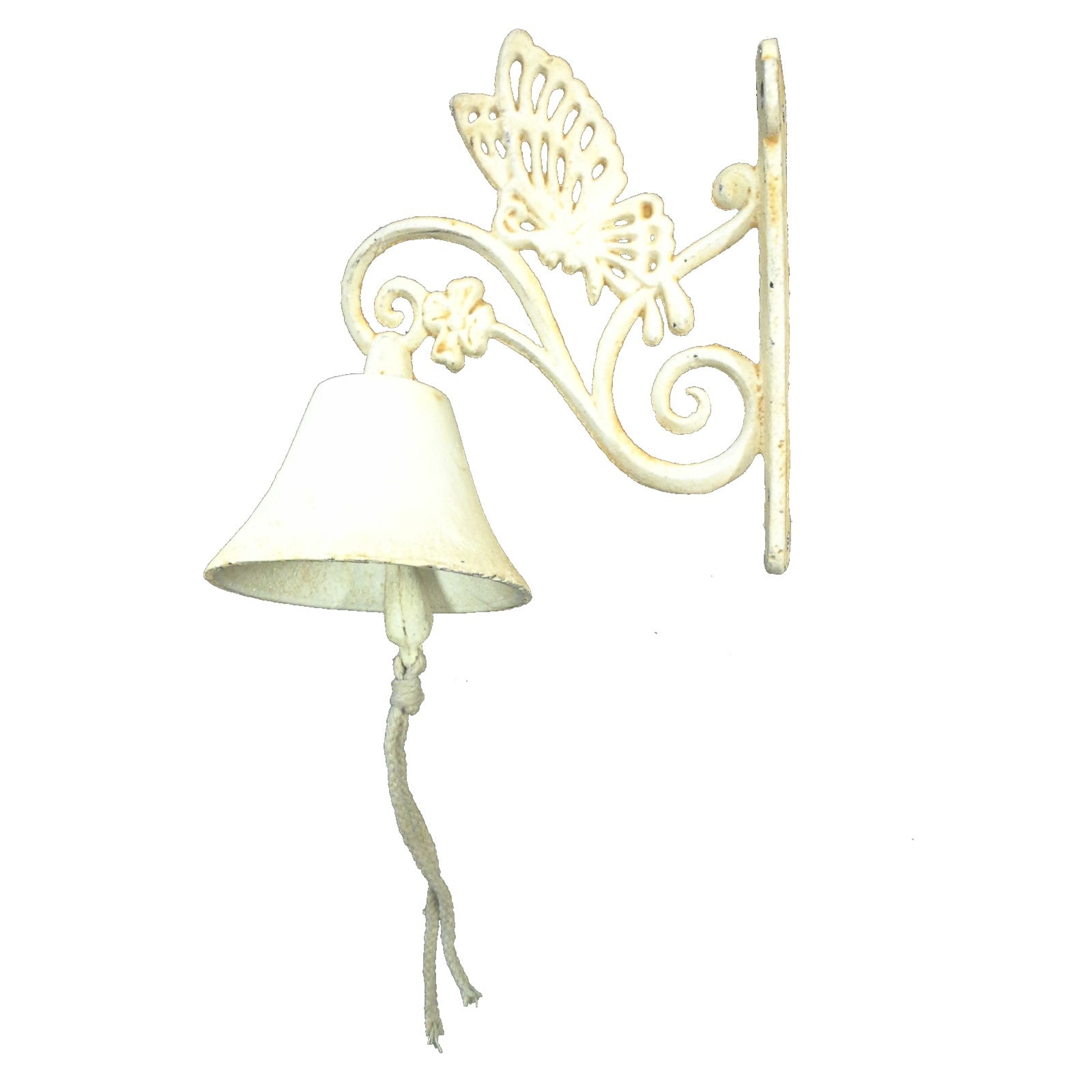 Wall Hanging Cast Iron Butterfly Doorbell - Antique White