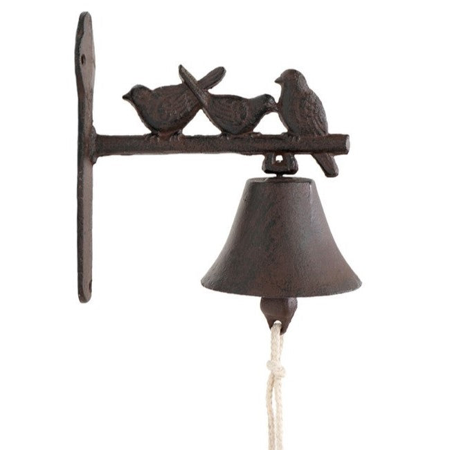 Wall Hanging Downbridge Cast Iron Birds Doorbell - Antique Rust
