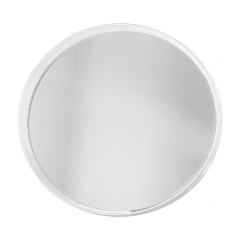 Opulent Round Wooden Frame Mirror White 95cms