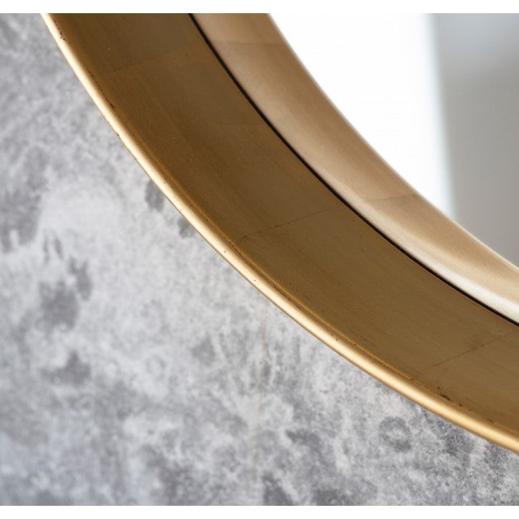 Opulent Round Wooden Frame Mirror Gold 95cms