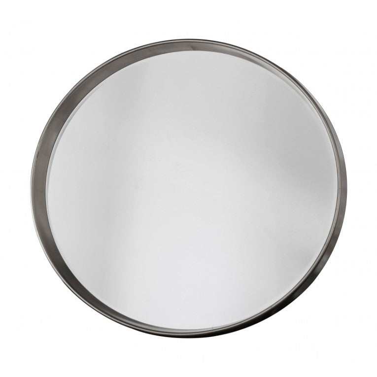 Opulent Round Wooden Frame Mirror Silver 95cms