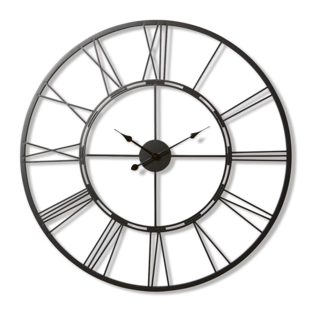 Black Statement Timepiece Decorative Wall Clock 101cms