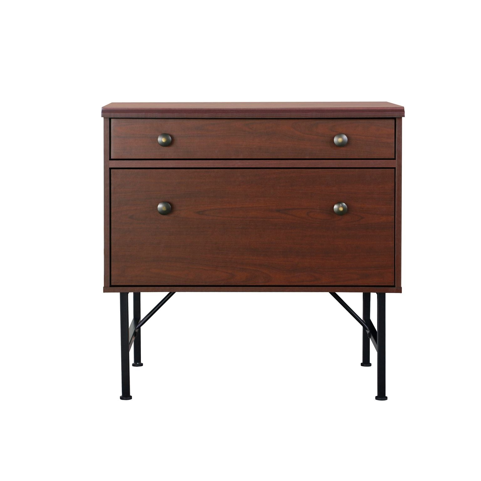 Cherry Black Engineered Wooden Filing Cabinet
