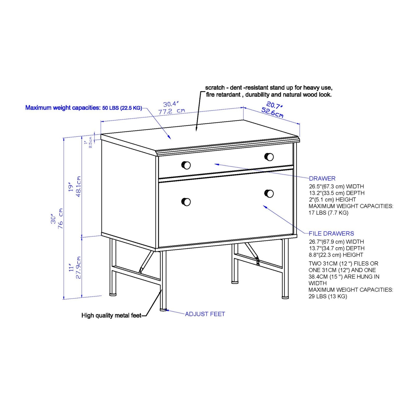 Cherry Black Engineered Wooden Filing Cabinet