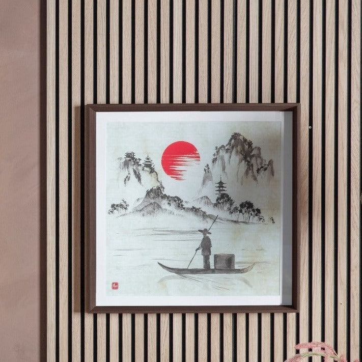 Moonlit Tranquility Eastern Nordic Art in Two Tones