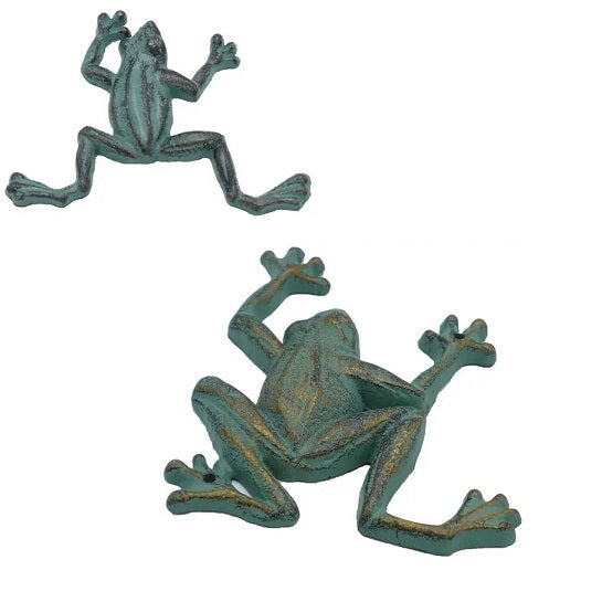 Crawling Frog Cast Iron Wall Sculpture Verdigris (Available in 2 Sizes)
