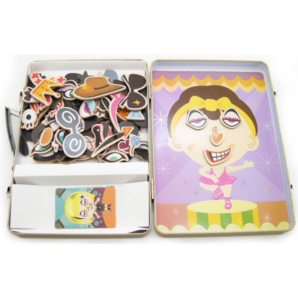 Funny Face Girl Kids Magnetic Dress Up Kit In Tin Case