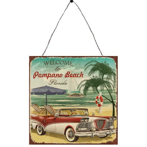 Pompano Beach Retro Tin Wall Plaque