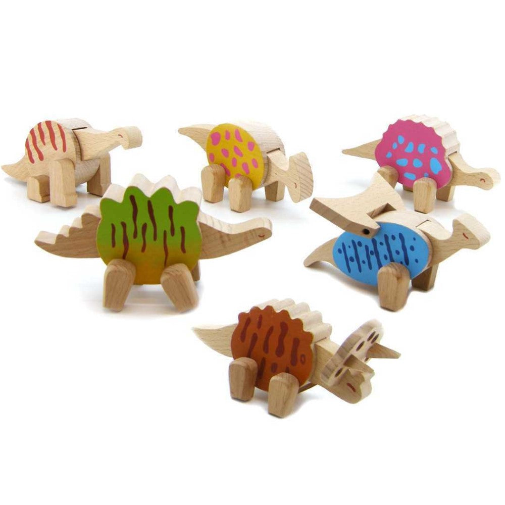 Poseable Wooden Dinosaurs Set of 6