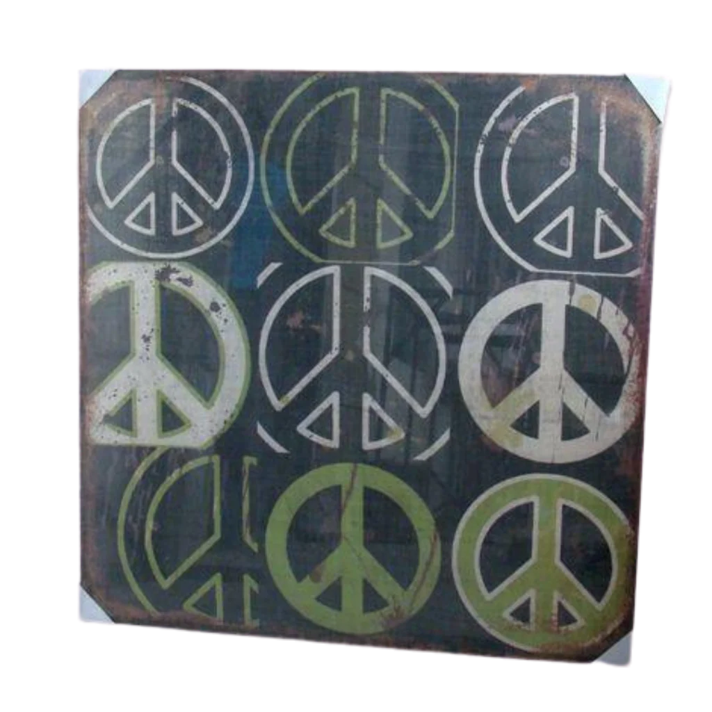 Printed Peace Symbol in Jute Wooden Frame