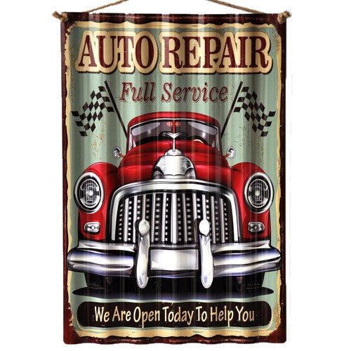 Retro "Auto Repair" Corrugated Tin Wall Sign