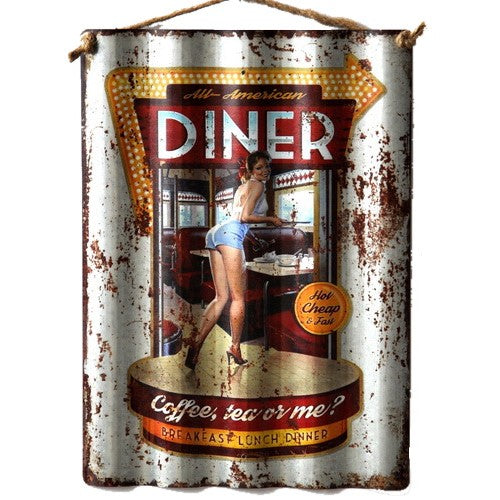 Retro "Diner" Corrugated Tin Wall Sign