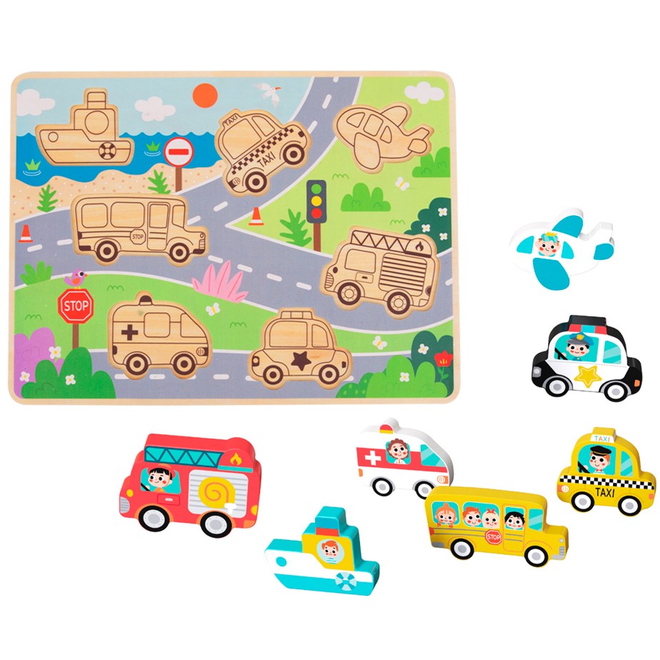 Toddlers Shape Sorter & Matching Puzzle Game - Transportation