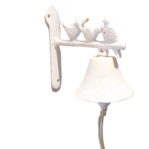Wall Hanging Downbridge Cast Iron Birds Doorbell - Antique White