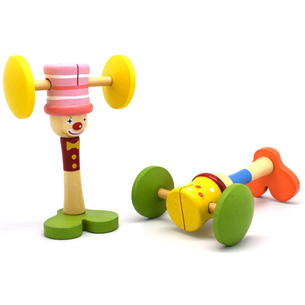Wooden Clown Head Toddlers Rattle (Sent at Random)