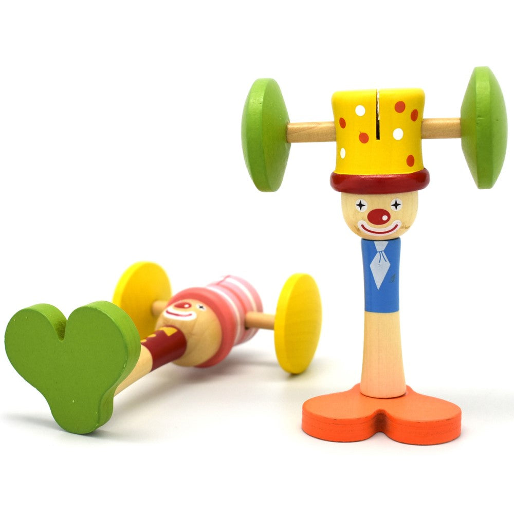 Wooden Clown Head Toddlers Rattle (Sent at Random)