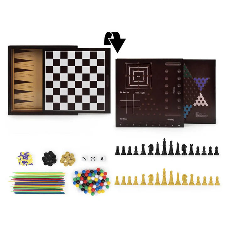 10 Game Set In Cabinet Board Game