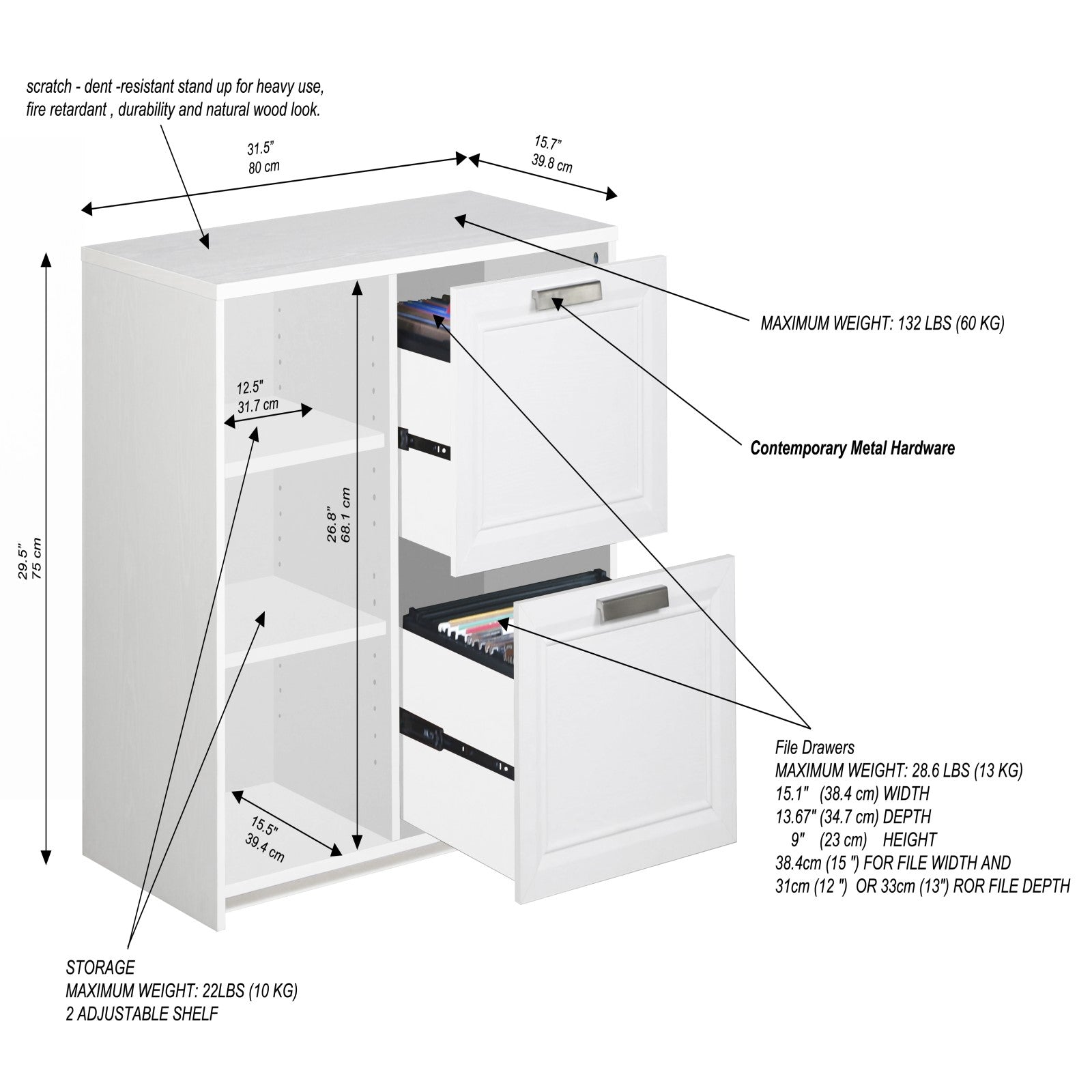 2-Drawer File Cabinet in Timeless White