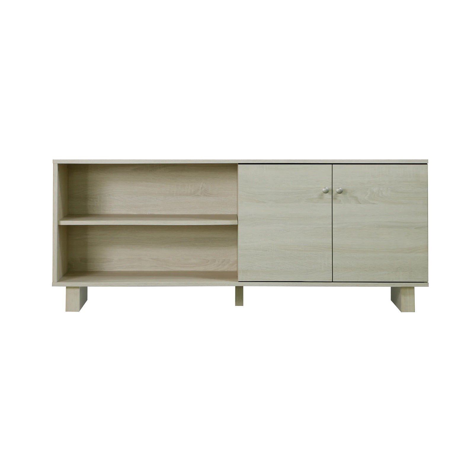 2 Doors TV Unit in White Oak for Elevated Viewing