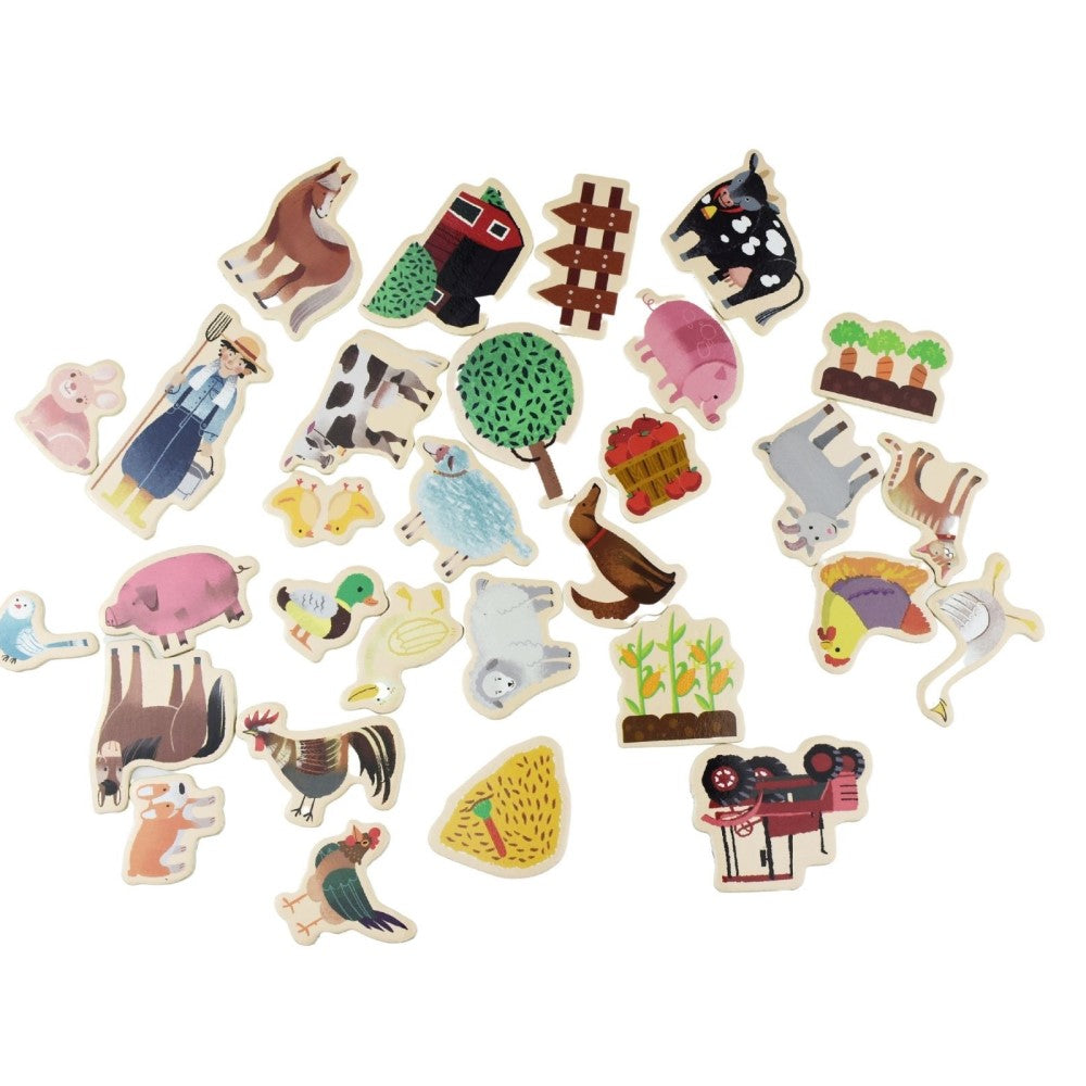 30 Pcs Aussie Farm & Animals Wooden Fridge Magnets