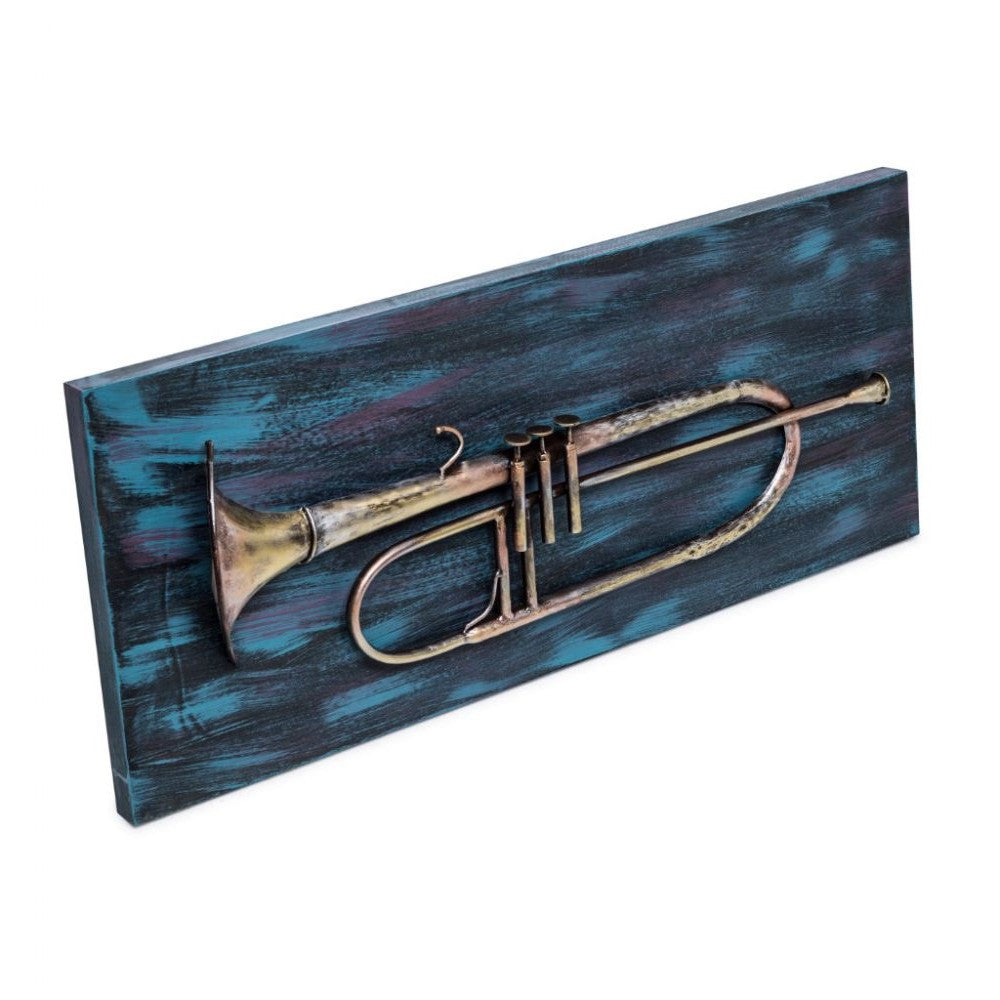 3D Trumpet Wooden Elegance Wall Art