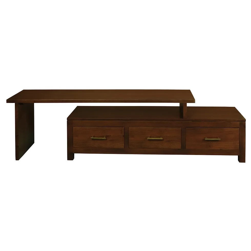 3 Drawer Extendable Entertainment Unit - Brown
