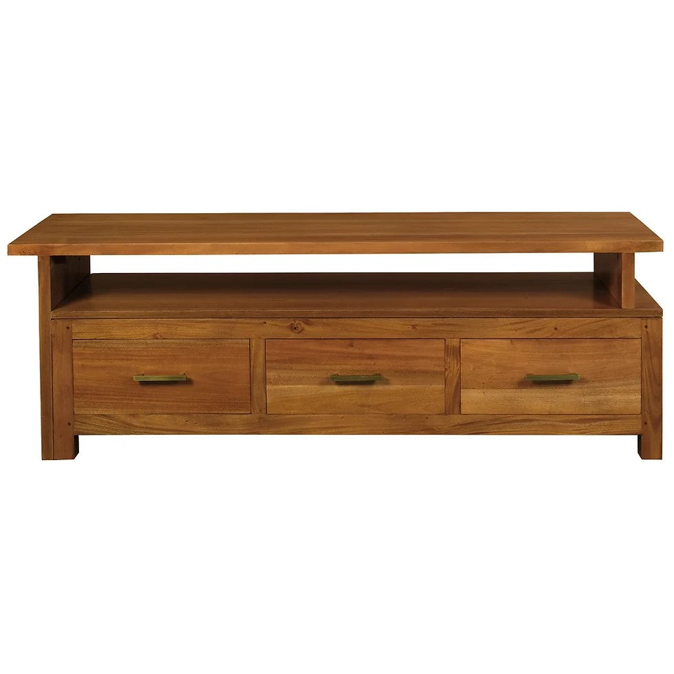 3 Drawer Extendable Entertainment Unit - Light Brown