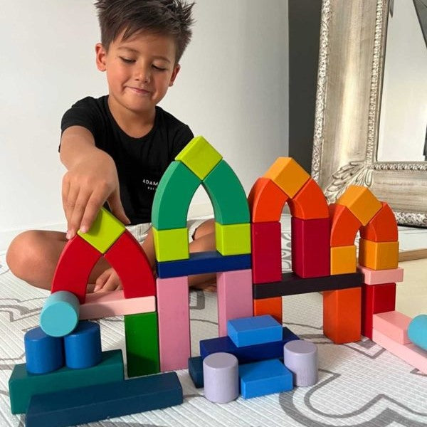 62 Pieces Rainbow Building Block Set