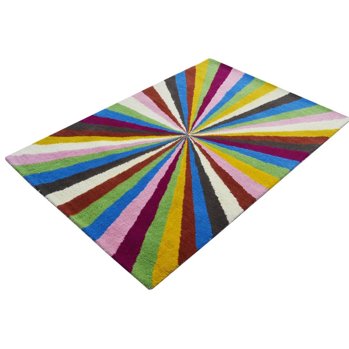 Abstract Colorful Stripes Woolen Rug