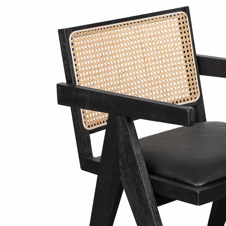 Aesthetic Rattan Dining Chair - Black