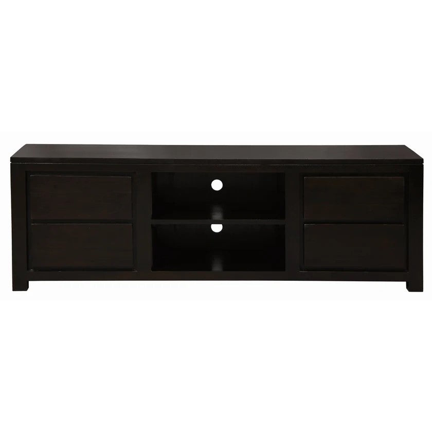 Amsterdam Solid Timber 4-Drawer Entertainment Unit - Chocolate