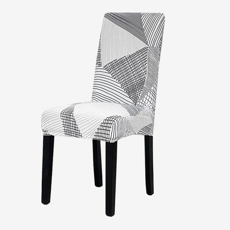 Anti-Dirt White Linear Pattern Design Chair Cover