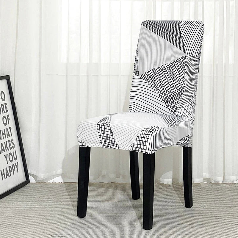 Anti-Dirt White Linear Pattern Design Chair Cover