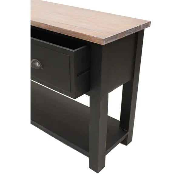 Antique Chester 3 Drawer Console Table - Black