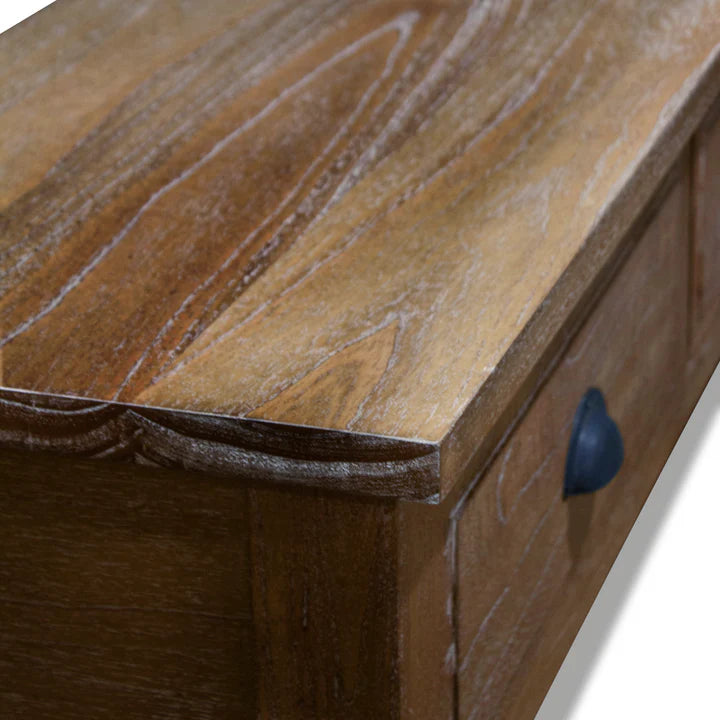 Antique Chester 3 Drawer Console Table - Weathered Oak