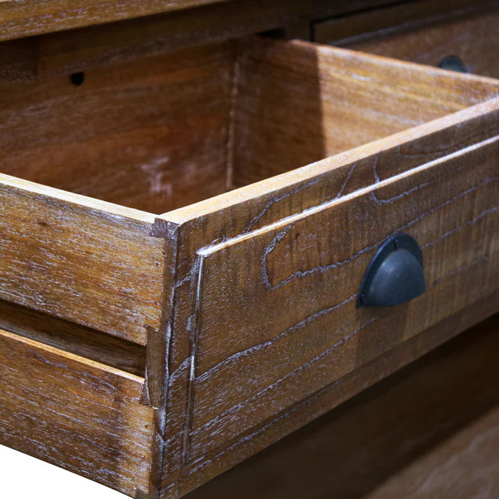 Antique Chester 3 Drawer Console Table - Weathered Oak