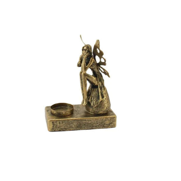 Antique Gold Fairy Tealight Holder - 19.5cms