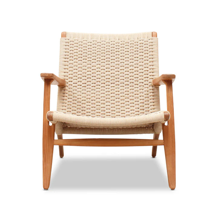 Antique Teak and String Weave Easy Chair - Natural