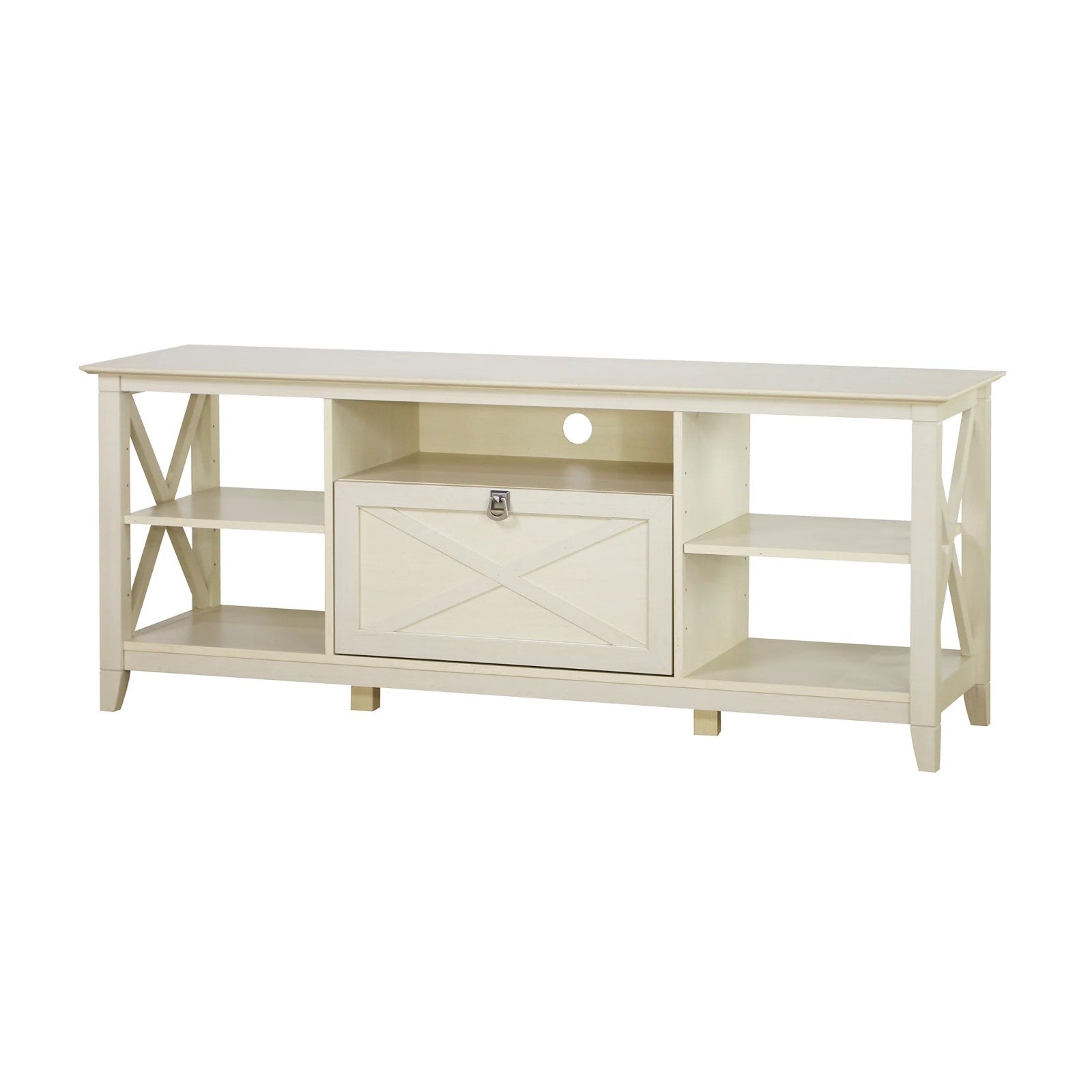 Vintage White Cross Design Engineered Wood TV Unit