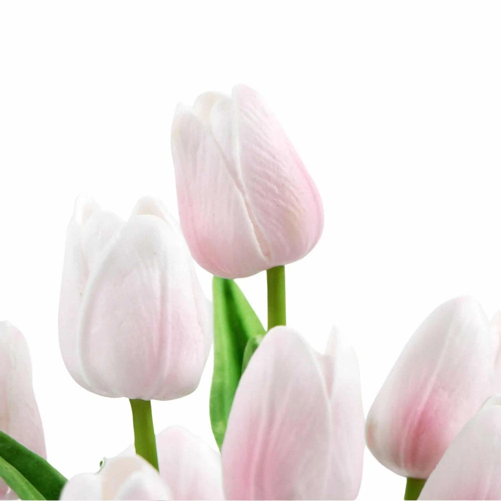 Artificial Pink Tulip Plant With Ceramic Bowl 35cms